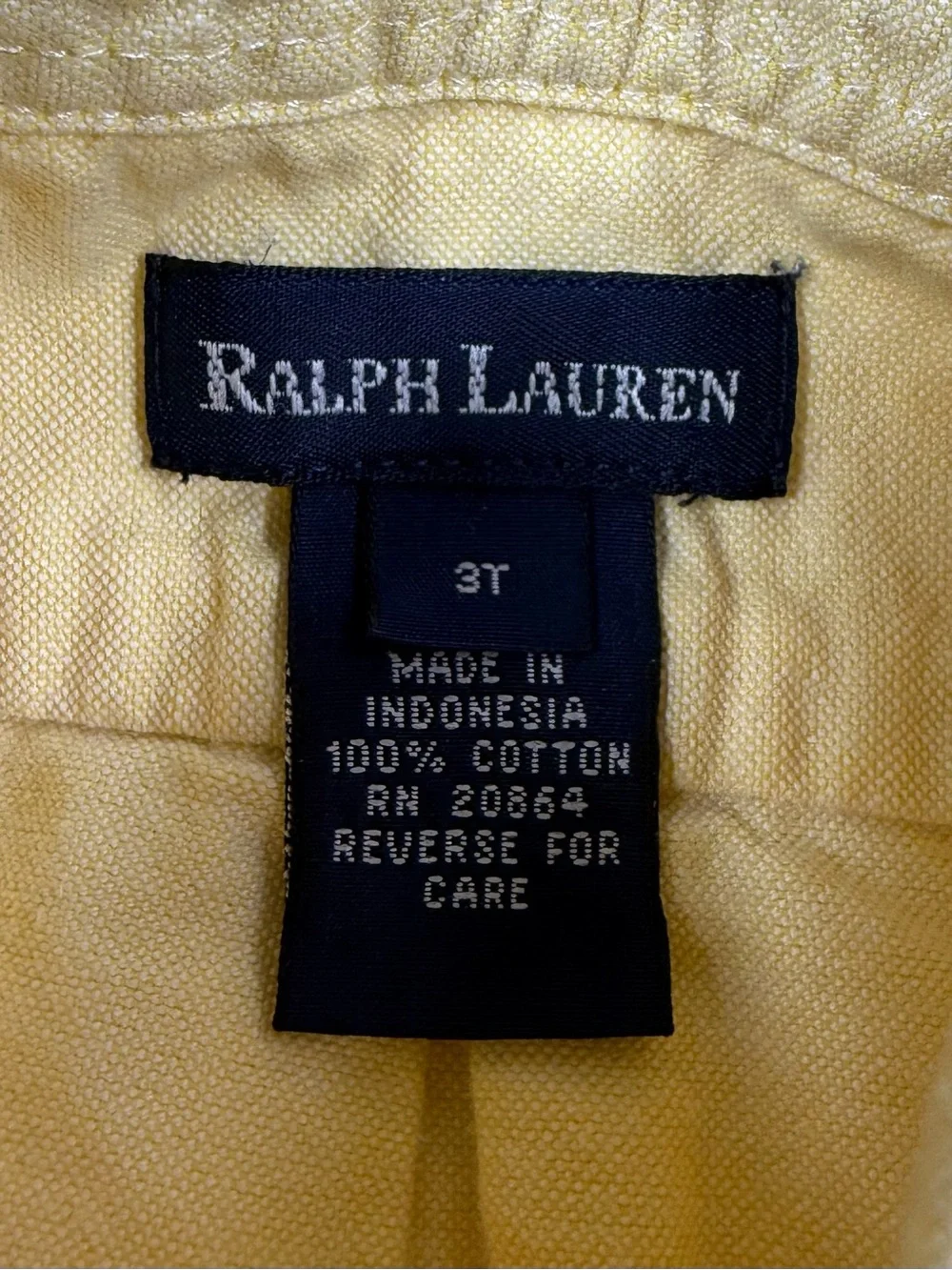 RALPH LAUREN Vintage 1990s Boys 3T Yellow Oxford Button Down Pony Preppy Shirt